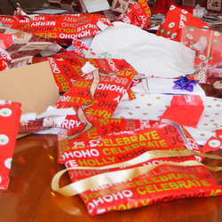 Holiday wrapping paper waste